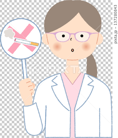 禁煙を呼びかける若い女性医師 137280843