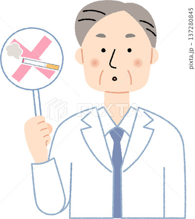 禁煙を呼びかける高齢の男性医師 禁煙を呼びかける高齢の男性医師 137280845