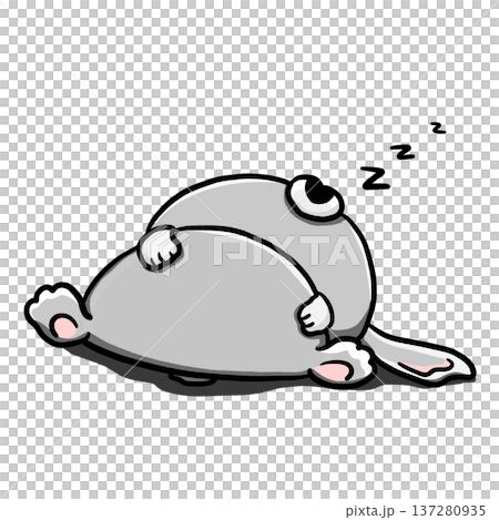 Little rabbit sleeping on its back on the ground cartoon illustration 137280935