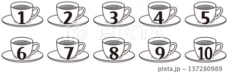 可愛いコーヒーカップの数字アイコンセット 137280989