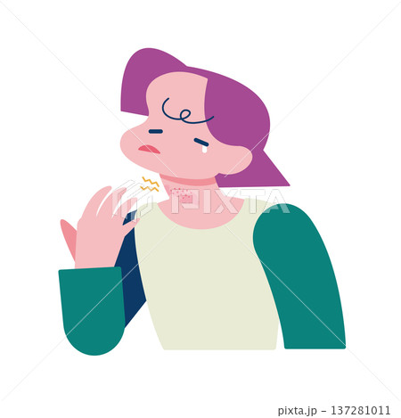 湿疹 蕁麻疹 汗疹で首が赤く炎症して痒い人 137281011