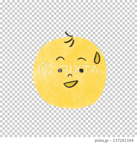 A round icon-style illustration of a confused and sweaty person A round icon-style illustration of a confused and sweaty person 137281104