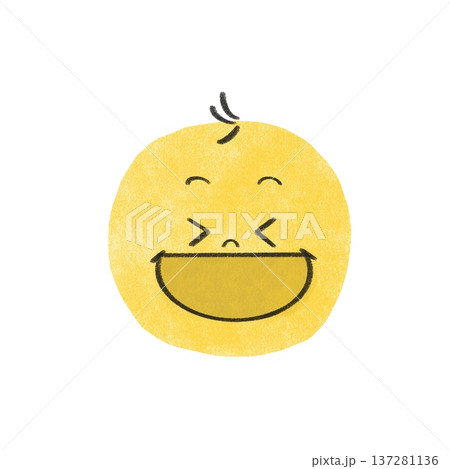 口を大きく開けて笑う丸いアイコン風イラスト 137281136