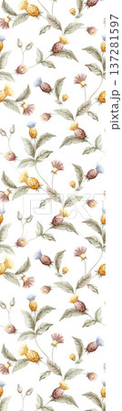 Delicate Pastel Floral Watercolor Vertical Designs With Soft Romantic Blooms And Gentle Botanical Motifs 137281597