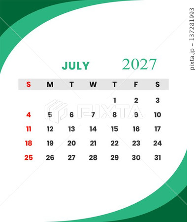 July 2027 calendar for planning and scheduling 137281993