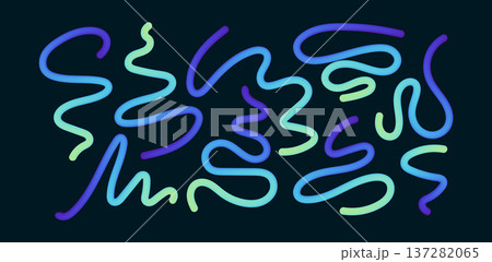 Vibrant neon lines flow across gradient background creating dynamic waves of light. Abstract glowing ribbons form modern pattern with blue streaks in 3D space. Vibrant neon lines flow across gradient background creating dynamic waves of light. Abstract glowing ribbons form modern pattern with blue streaks in 3D space. 137282065