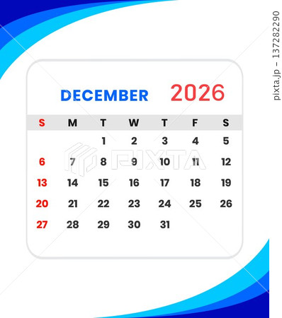 December 2026 calendar template 137282290