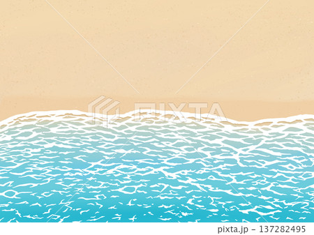 イラスト素材：波打ち際の砂浜　背景素材 137282495