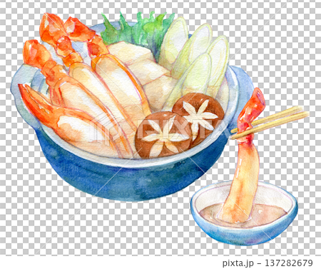 水彩イラスト 手描き あたたかいカニ鍋 水彩イラスト 手描き あたたかいカニ鍋 137282679