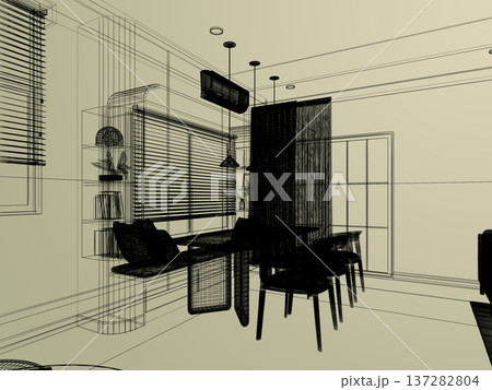 modern dining room interior design ,3d rendering 137282804