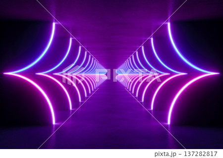 colorful modern lighting with interior empty space, 3d rendering sci-fi concept 137282817