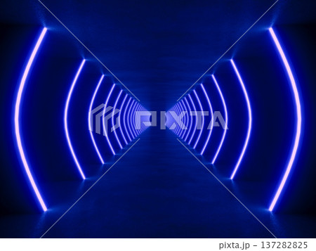 Blue modern lighting with interior empty space, 3d rendering sci-fi concept Blue modern lighting with interior empty space, 3d rendering sci-fi concept 137282825