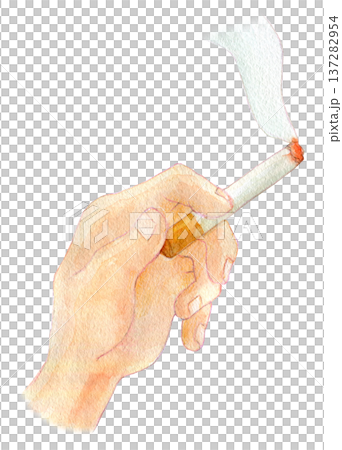 水彩插畫，手繪，點燃的香菸 137282954
