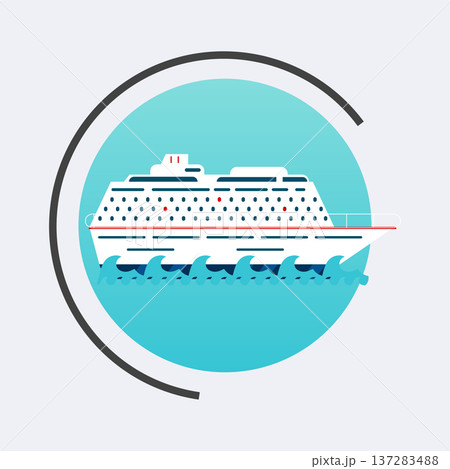 Cruise Ship icon. Vector travel concept background. Flat design modern illustration. Cruise Ship icon. Vector travel concept background. Flat design modern illustration. 137283488