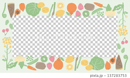 Spring food frame illustration (four corner design, horizontal) 16:9 137283753