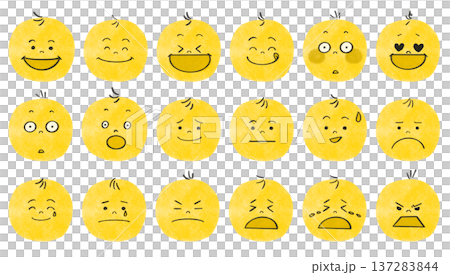 Set of 18 cute hand-drawn face illustrations 137283844