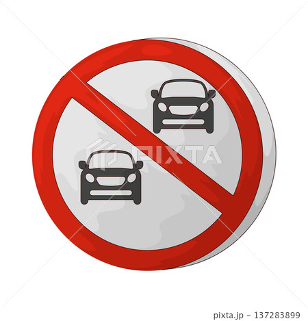Illustration of No Overtaking Sign Illustration of No Overtaking Sign 137283899