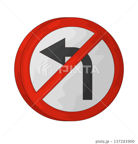 Illustration of No Left Turn Sign 137283900