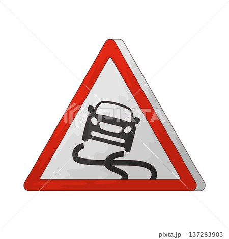 Illustration of Slippery Road Sign 137283903
