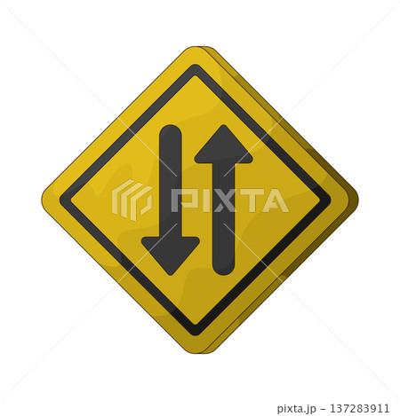 Illustration of Two Way Sign Illustration of Two Way Sign 137283911