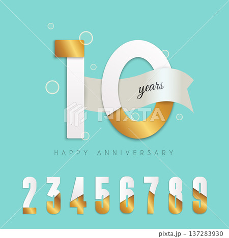 10 years anniversary emblem. Set of numbers. 137283930