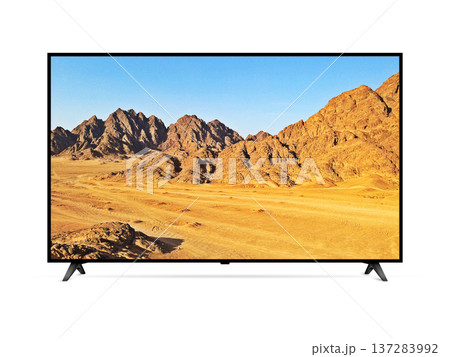 TV set with mountain landscape on screen TV set with mountain landscape on screen 137283992