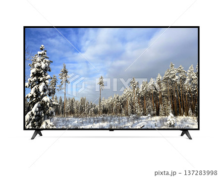 Scene of nature themed movie on smart tv screen 137283998