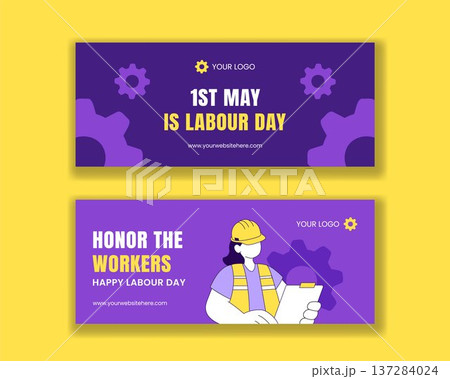 International Labour Day Flat Hand Drawn Cartoon Horizontal Banner Illustration International Labour Day Flat Hand Drawn Cartoon Horizontal Banner Illustration 137284024