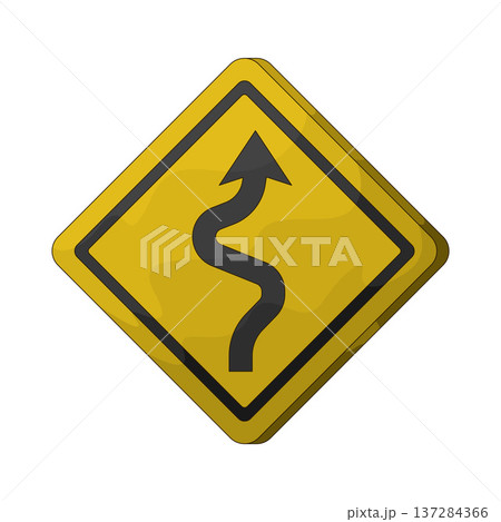 Illustration of Winding Road Sign 137284366