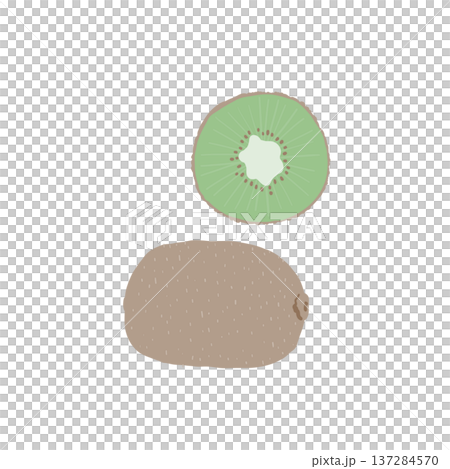 キウイフルーツのイラスト素材（丸ごとと断面） 137284570