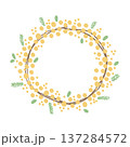 ミモザのリースフレームイラスト（春の花飾り） 137284572