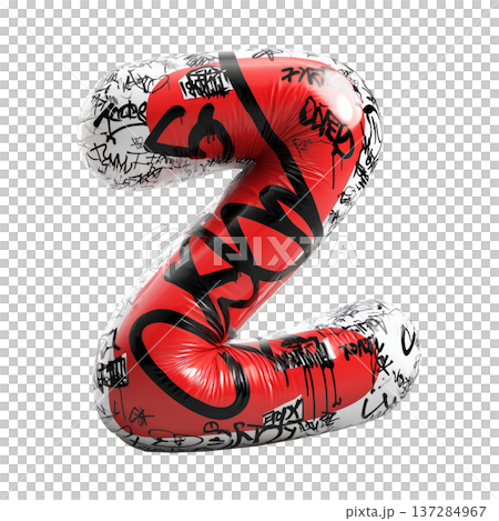Inflatable letter Z covered in graffiti art isolated on white background, representing urban creativity and bold street concept Inflatable letter Z covered in graffiti art isolated on white background, representing urban creativity and bold street concept 137284967