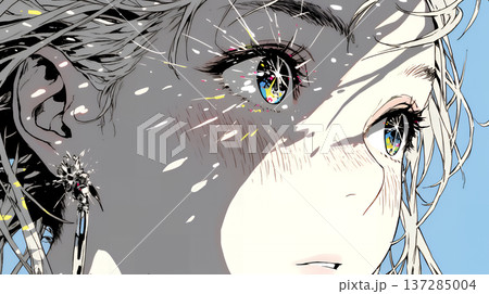 輝く瞳で見つめる好奇心旺盛な若い女性 137285004