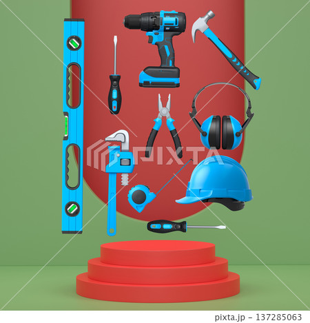 Abstract scene or podium for product showcase on monochrome background. 137285063