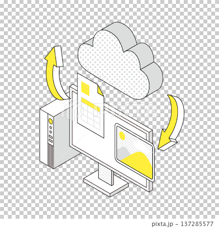 クラウドにデータを保存・共有するイラスト 137285577