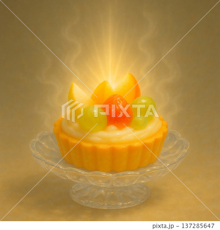 光を放つ新鮮なフルーツの魔法のミニタルト 137285647