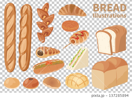 色々なパンのイラストセット 色々なパンのイラストセット 137285894