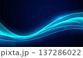 Deep midnight blue background with glowing electric cyan and emerald light waves flowing diagonally. 137286022