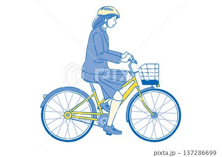 自転車に乗る女子学生 2C 自転車に乗る女子学生 2C 137286699