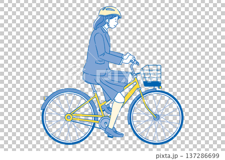 自転車に乗る女子学生 2C 自転車に乗る女子学生 2C 137286699