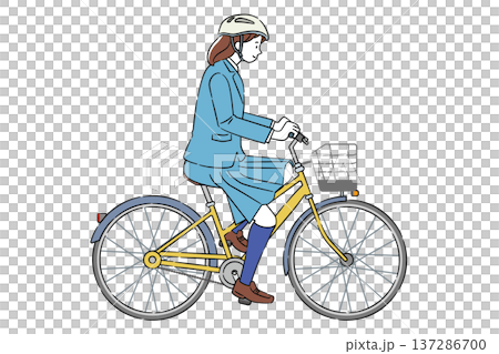 自転車に乗る女子学生 4C 137286700