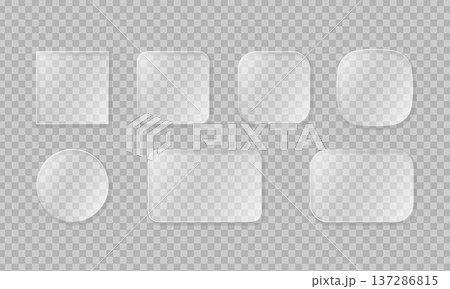グラスモーフィズムデザインのガラスUIボタンセット グラスモーフィズムデザインのガラスUIボタンセット 137286815