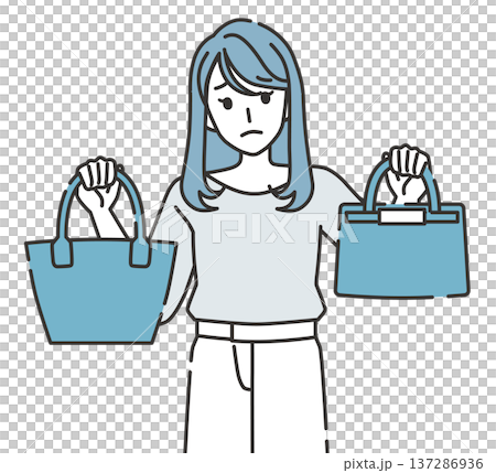 バッグを比較して悩む女性の素材 バッグを比較して悩む女性の素材 137286936