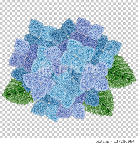 [Hydrangea Tip] Hand-embroidered illustration material 137286964