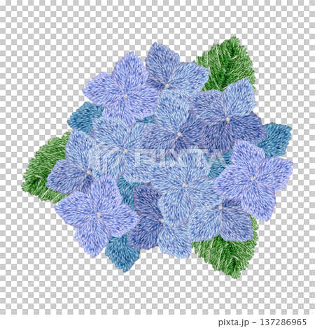 【紫陽花のワンポイント】手刺繍イラスト素材 【紫陽花のワンポイント】手刺繍イラスト素材 137286965