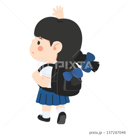 Student Raising Hand Back View In Uniform Student Raising Hand Back View In Uniform 137287046
