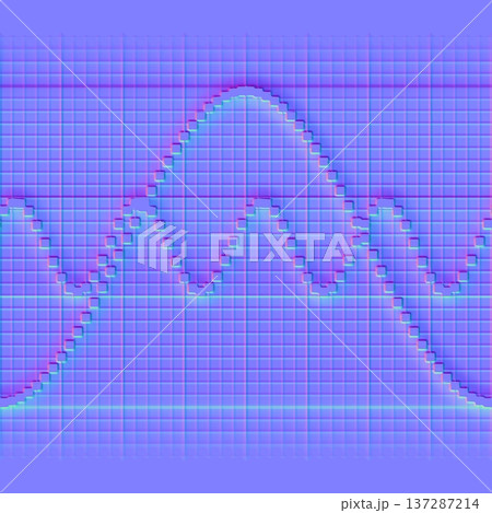 Pixelated Sine Wave Graph Normal Map on Digital...のイラスト素材 [137287214 ...