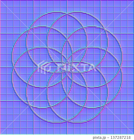 Symmetrical Geometric Flower Tech Normal Map on Grid 137287218