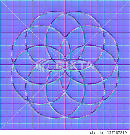 Pixelated Mandala Flower Tech Pattern Normal Map for 3D Shaders 137287219
