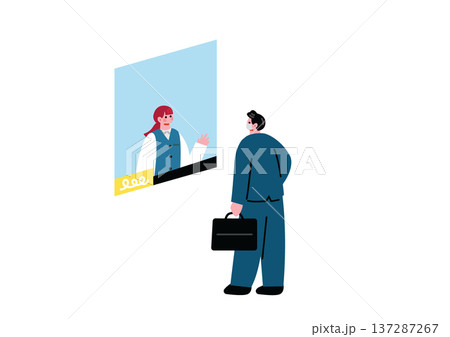 病院の受付をする男性 137287267